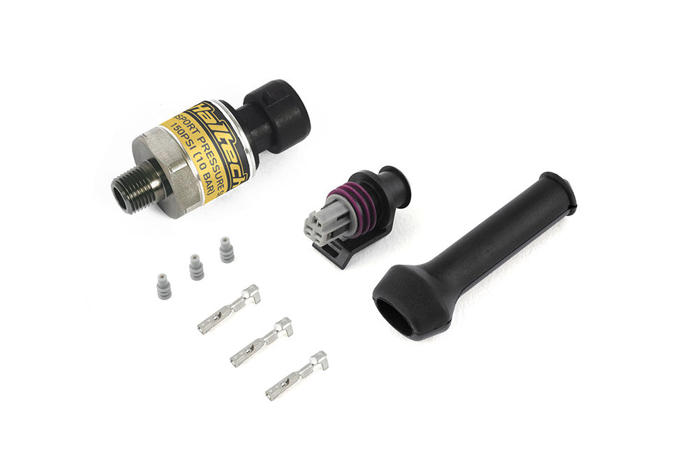 Haltech 150 PSI Motorsport (SS Diaphragm) Fuel/Oil/Wastegate 1/8 NPT Pressure Sensor w/Plug & Pins